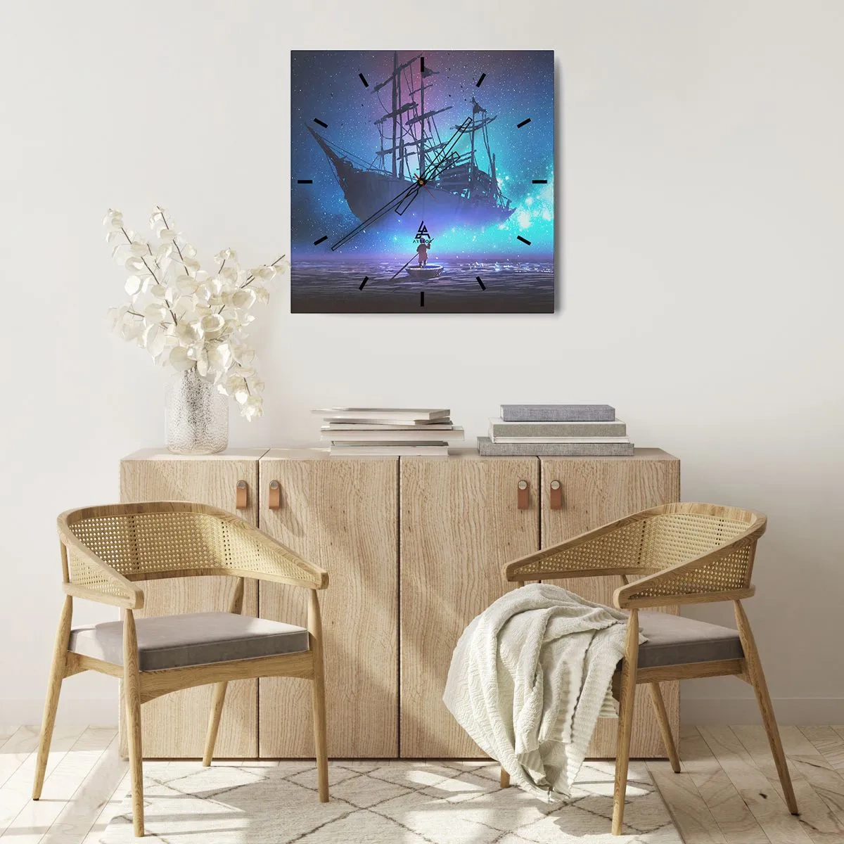 Väggklocka - Klocka på glas - Möte med havets myt - 30x30 cm