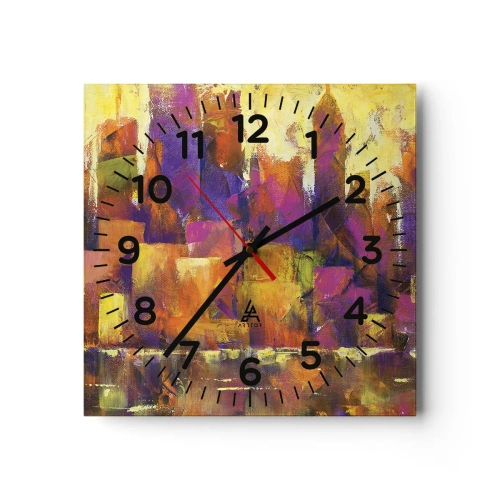 Väggklocka - Klocka på glas - Metropolis komposition - 30x30 cm