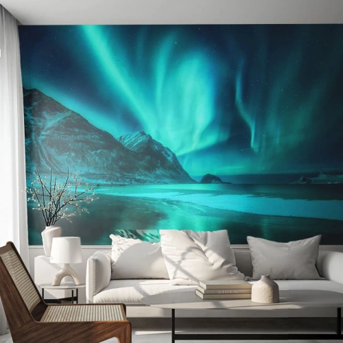Fototapet Premium Canvas - Nordens underverk - Landskap, Nordpolen, Norrsken - 100x70 cm