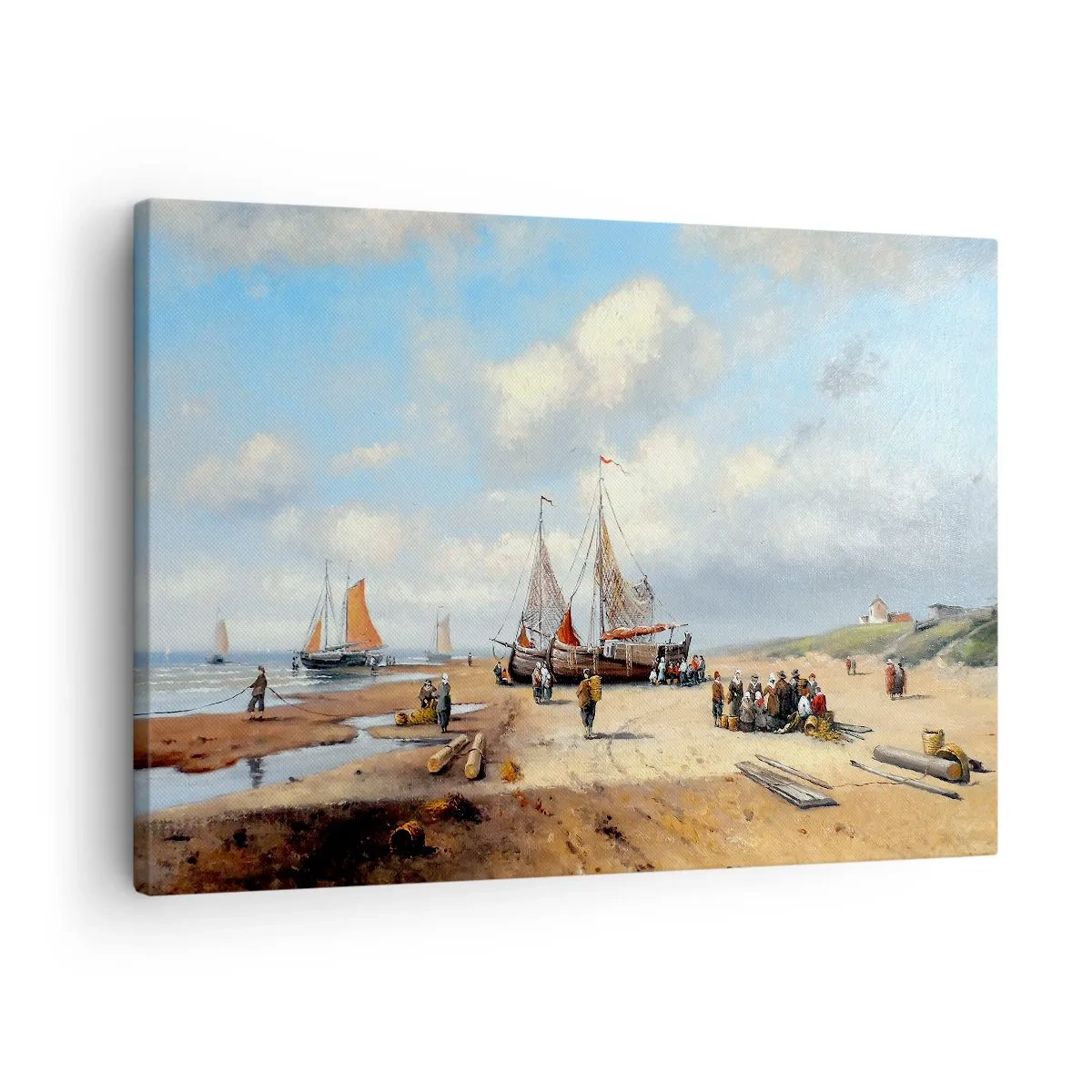 Canvastavla - Bild på duk - Efter en lyckad fångst - 70x50 cm