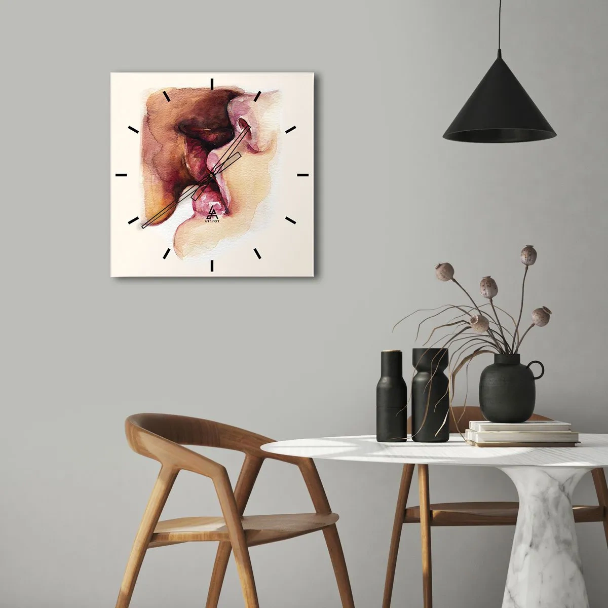 Väggklocka - Klocka på glas - Som dag och natt, jord och himmel - 30x30 cm