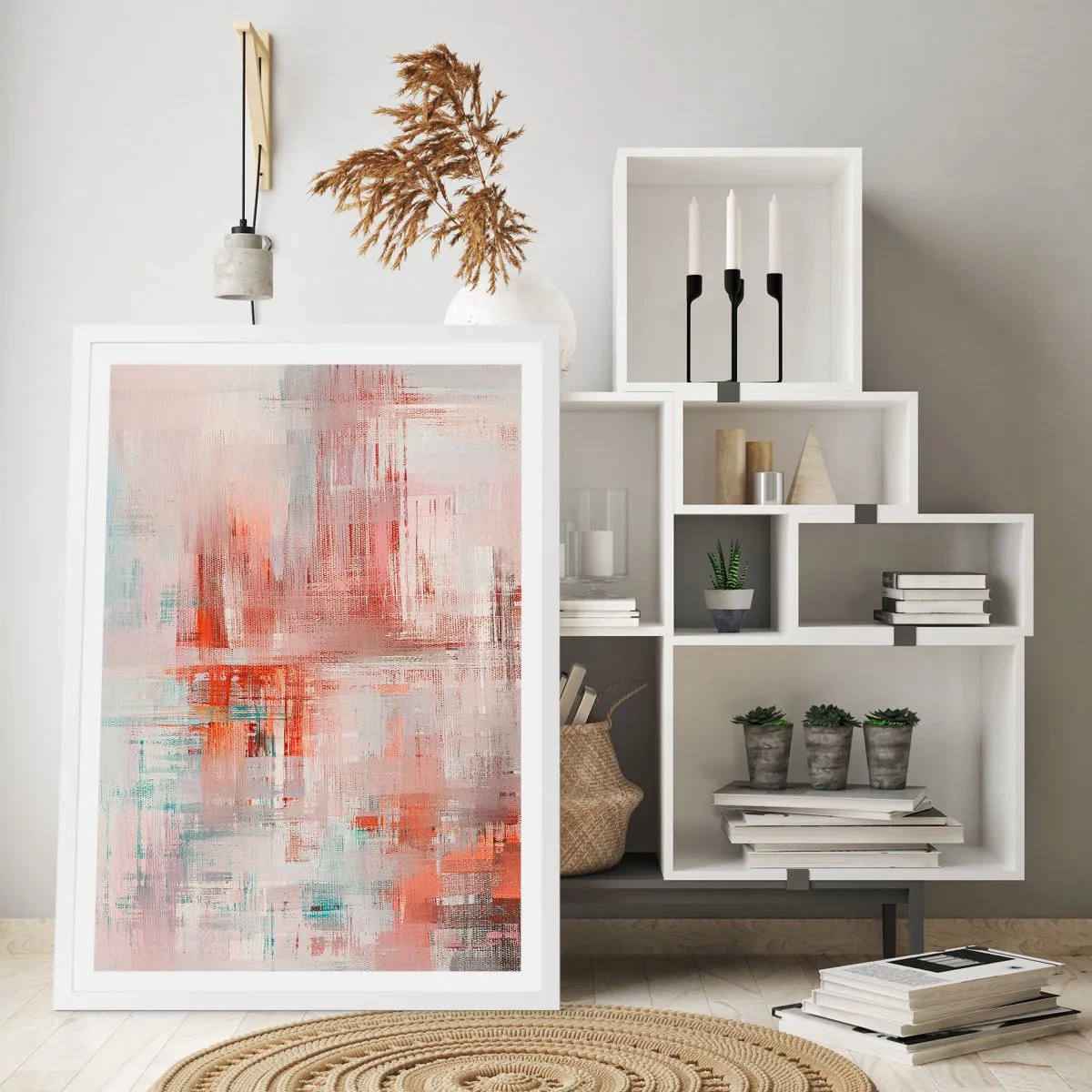 Affisch i vit ram - Dimmigt. Rosa - 30x40 cm