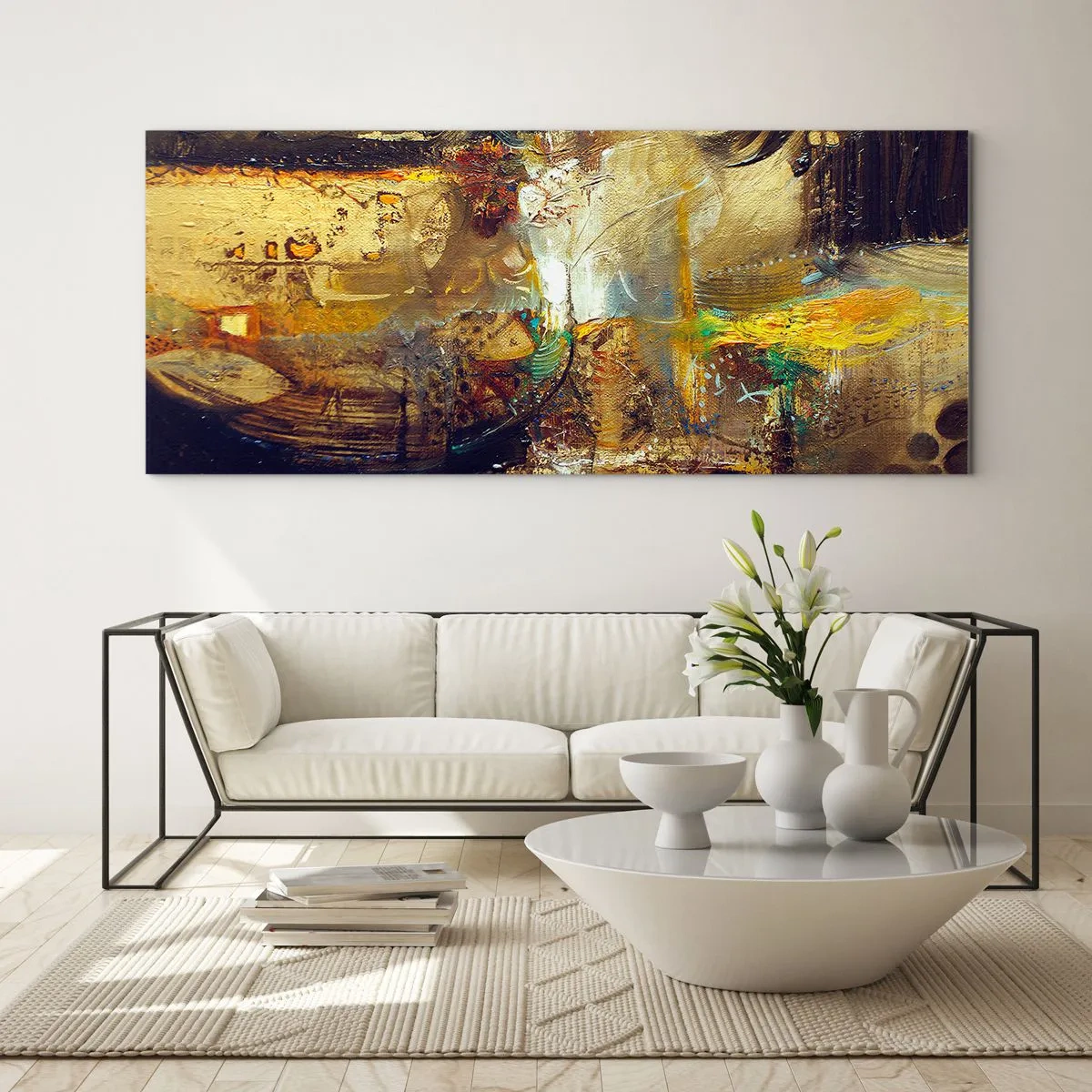 Glastavla - Bild på glas - Kallt, varmare, hett - 140x50 cm