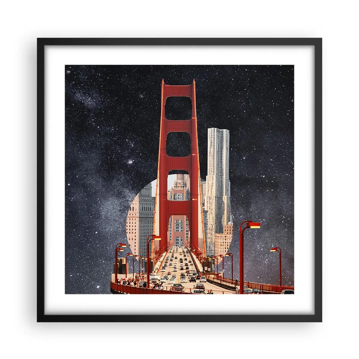 Affisch i svart ram - Alltid i centrum - 50x50 cm