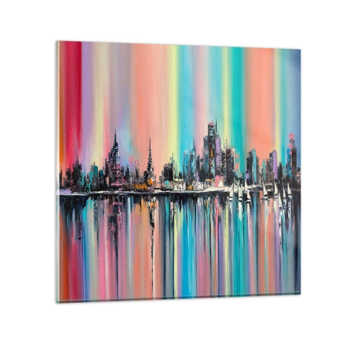 Glastavla - Bild på glas - Nattens ljus - 70x70 cm