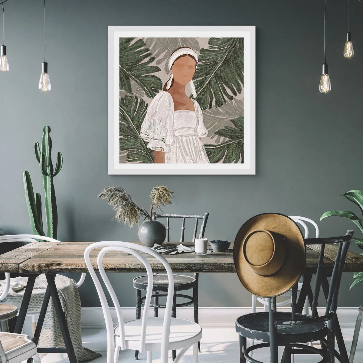 Affisch i vit ram - Exotiskt porträtt - 50x50 cm