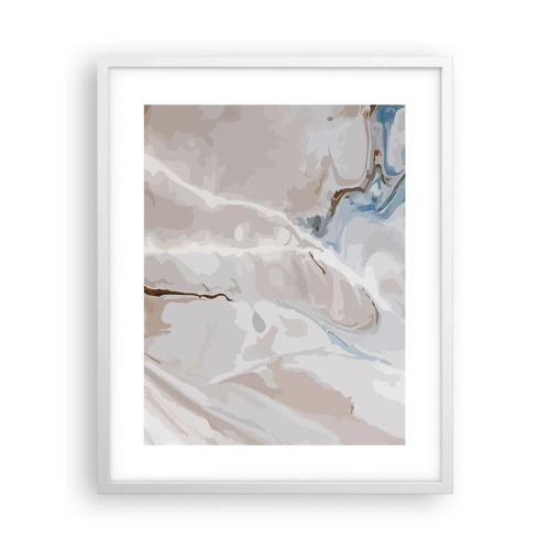 Affisch i vit ram - Blåa meanderlopp under vithet - 40x50 cm