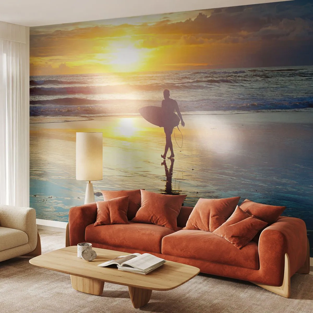 Fototapet Premium Sand - Kämpes återkomst - Sport, Surfing, Indonesien - 100x70 cm