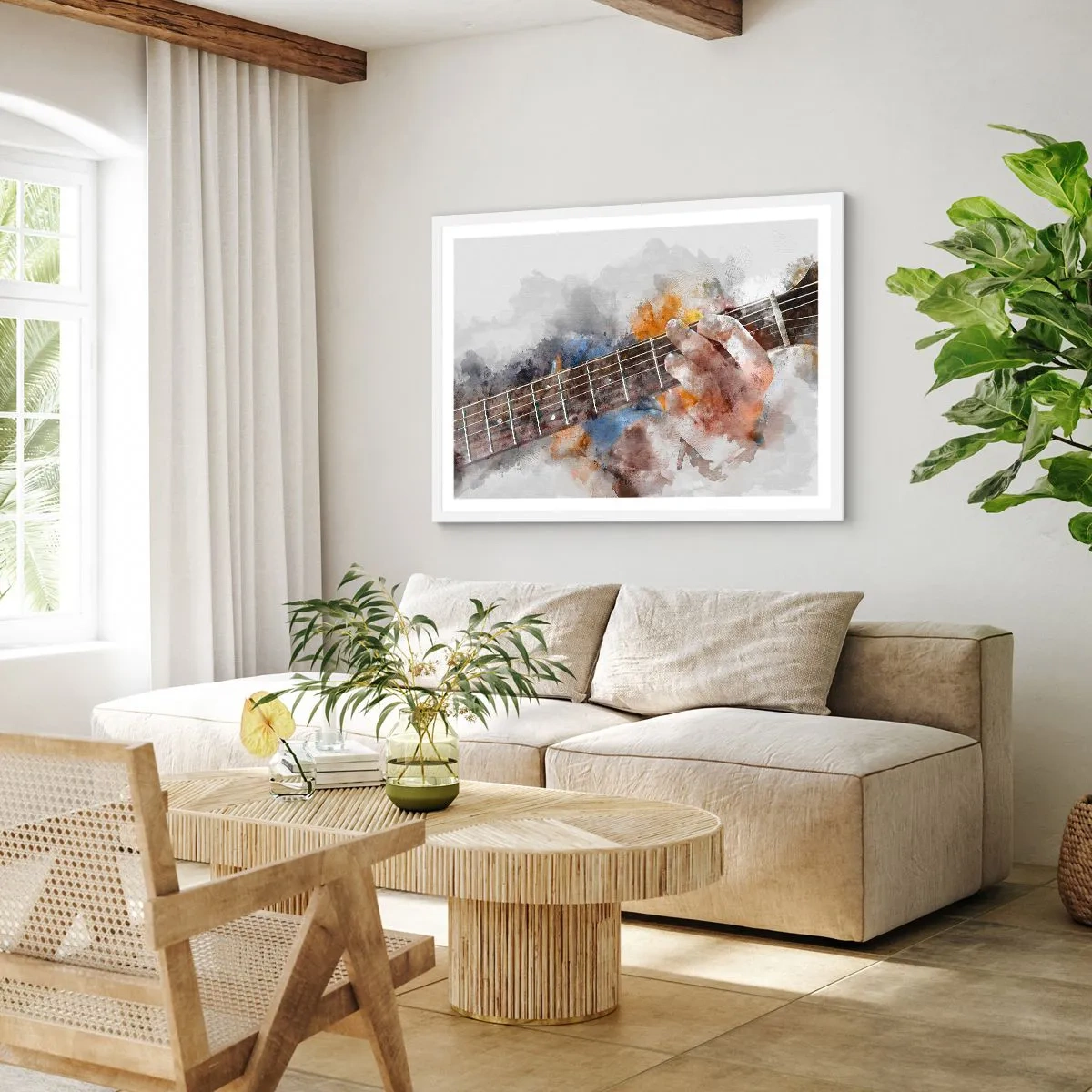 Affisch i vit ram - Poesi mellan strängarna - 70x50 cm