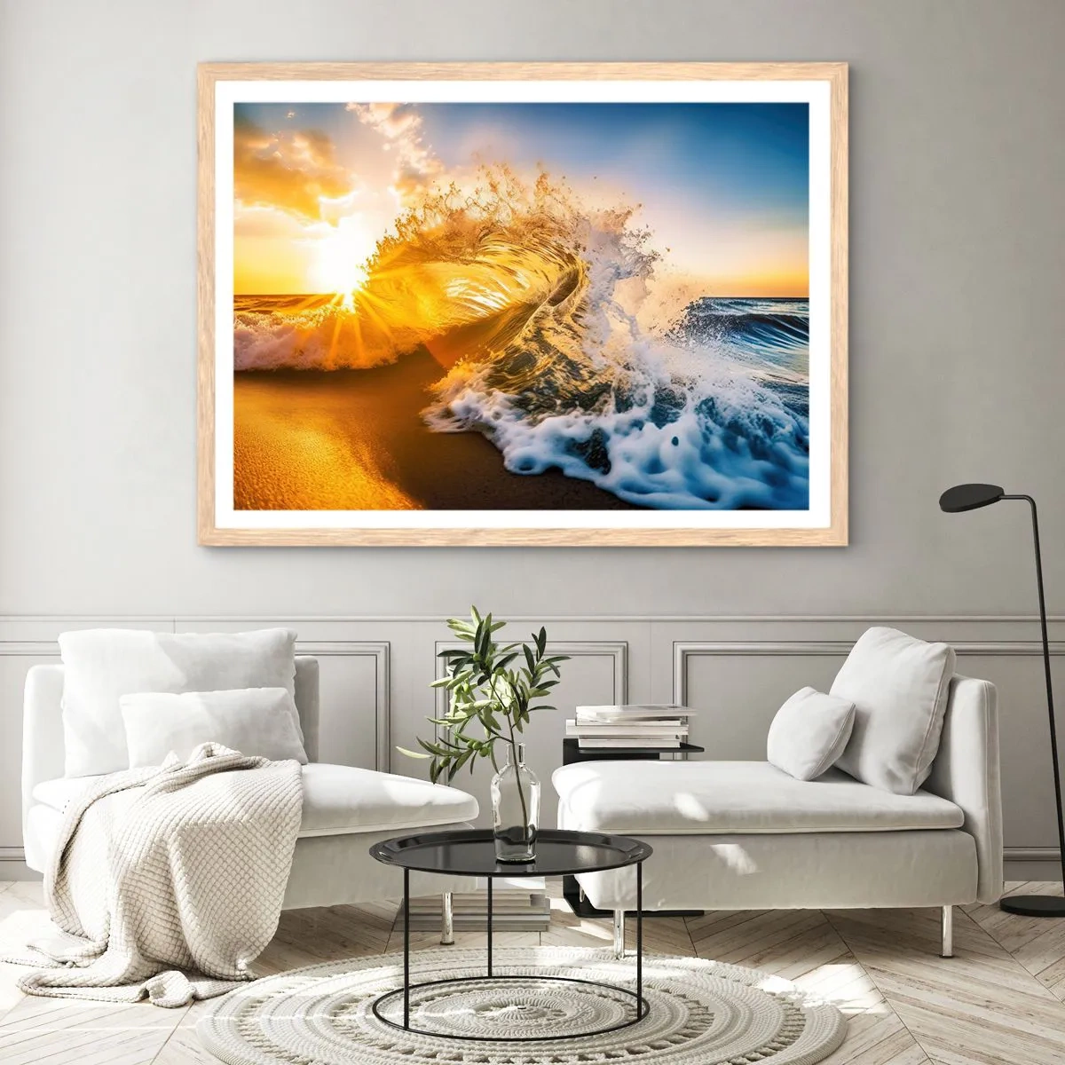 Affisch i ram av ljusek - Lek i sanden - 100x70 cm