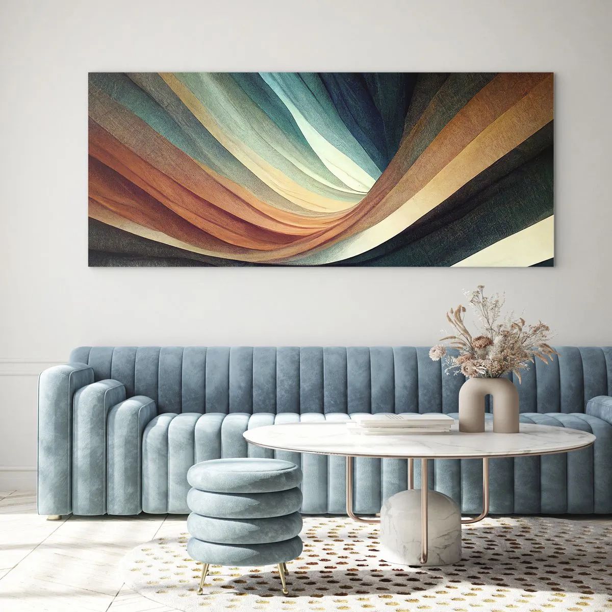 Glastavla - Bild på glas - Vävd av färger - 100x40 cm