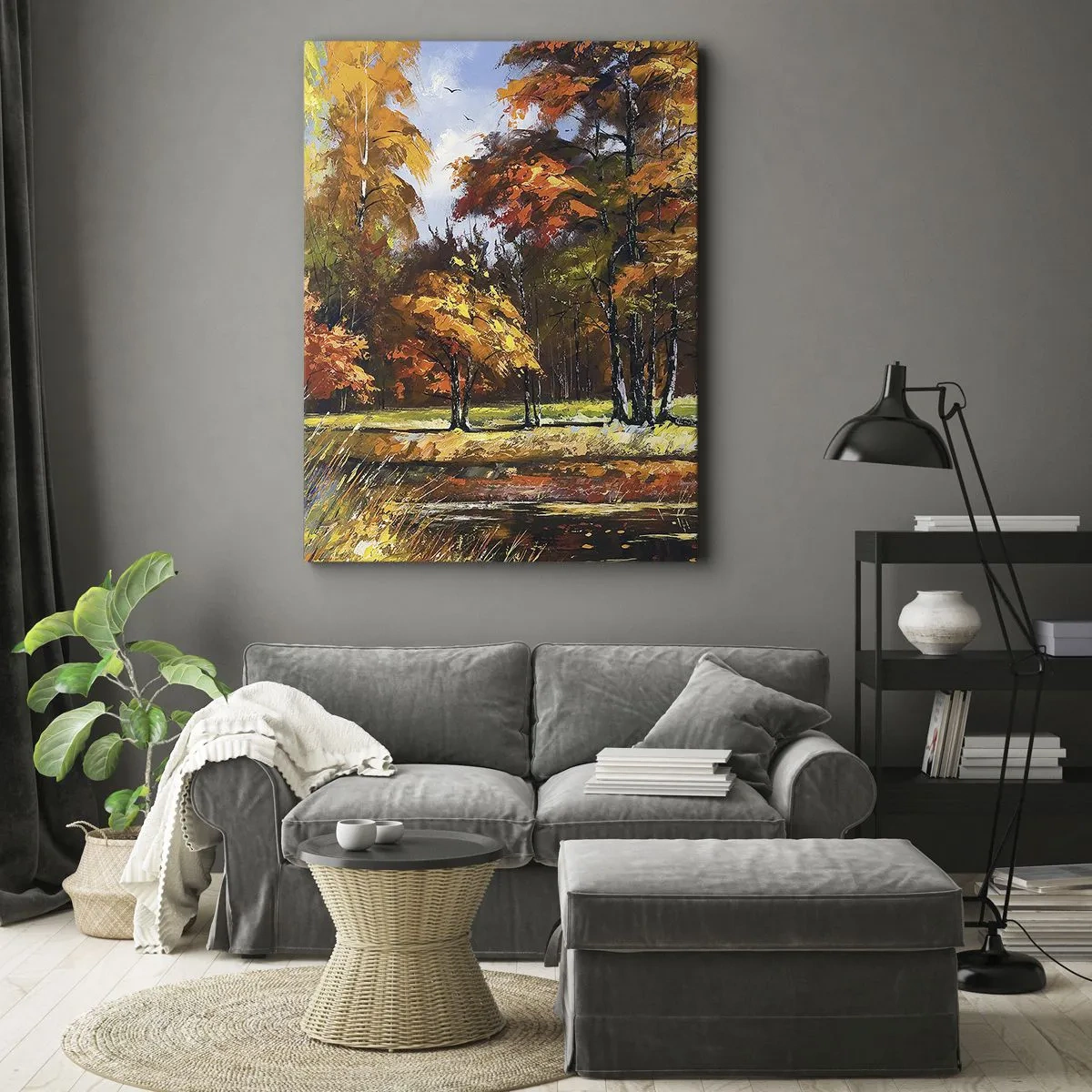 Canvastavla - Bild på duk - Landskap i guld och brons - 50x70 cm