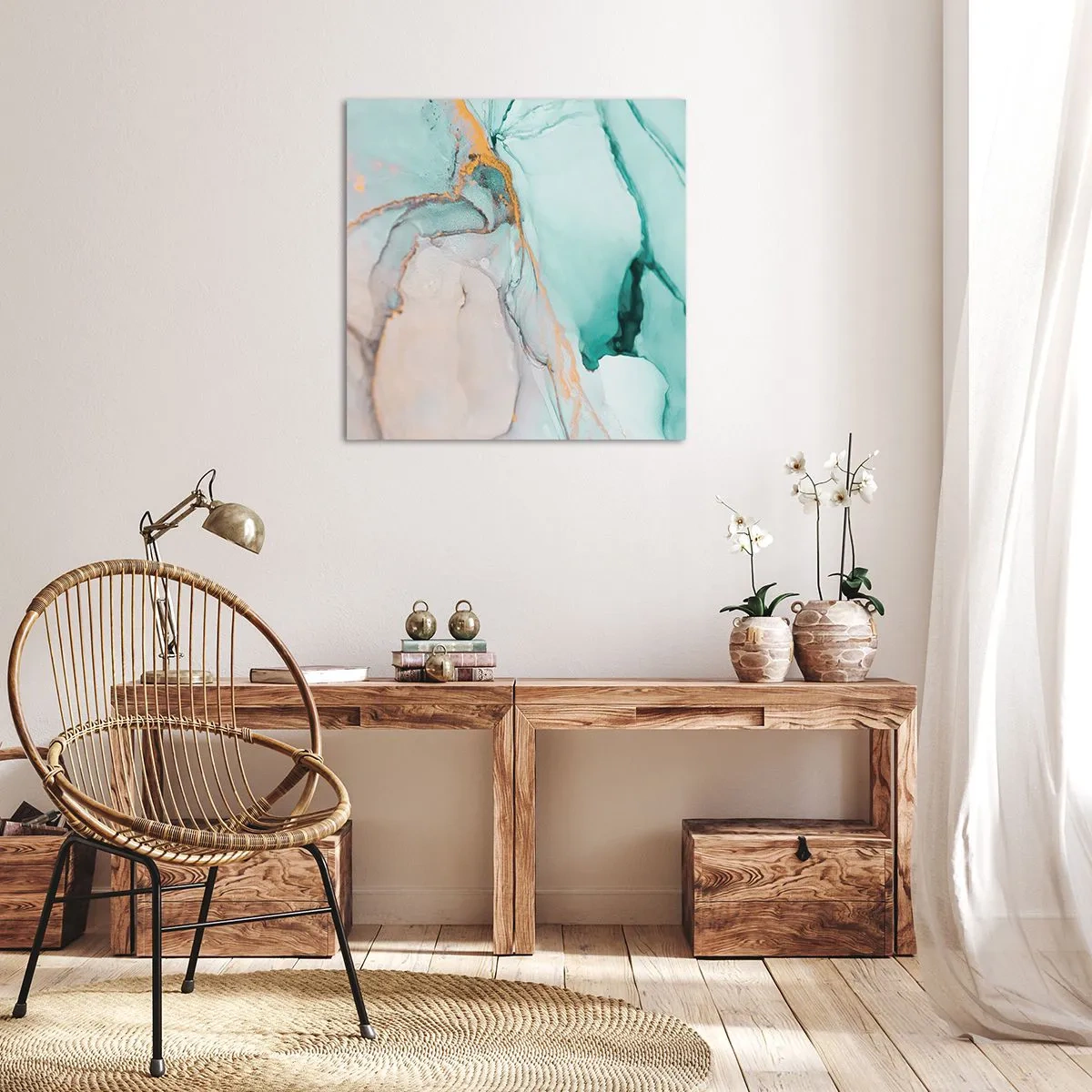 Canvastavla - Bild på duk - Formernas och färgernas dans - 60x60 cm