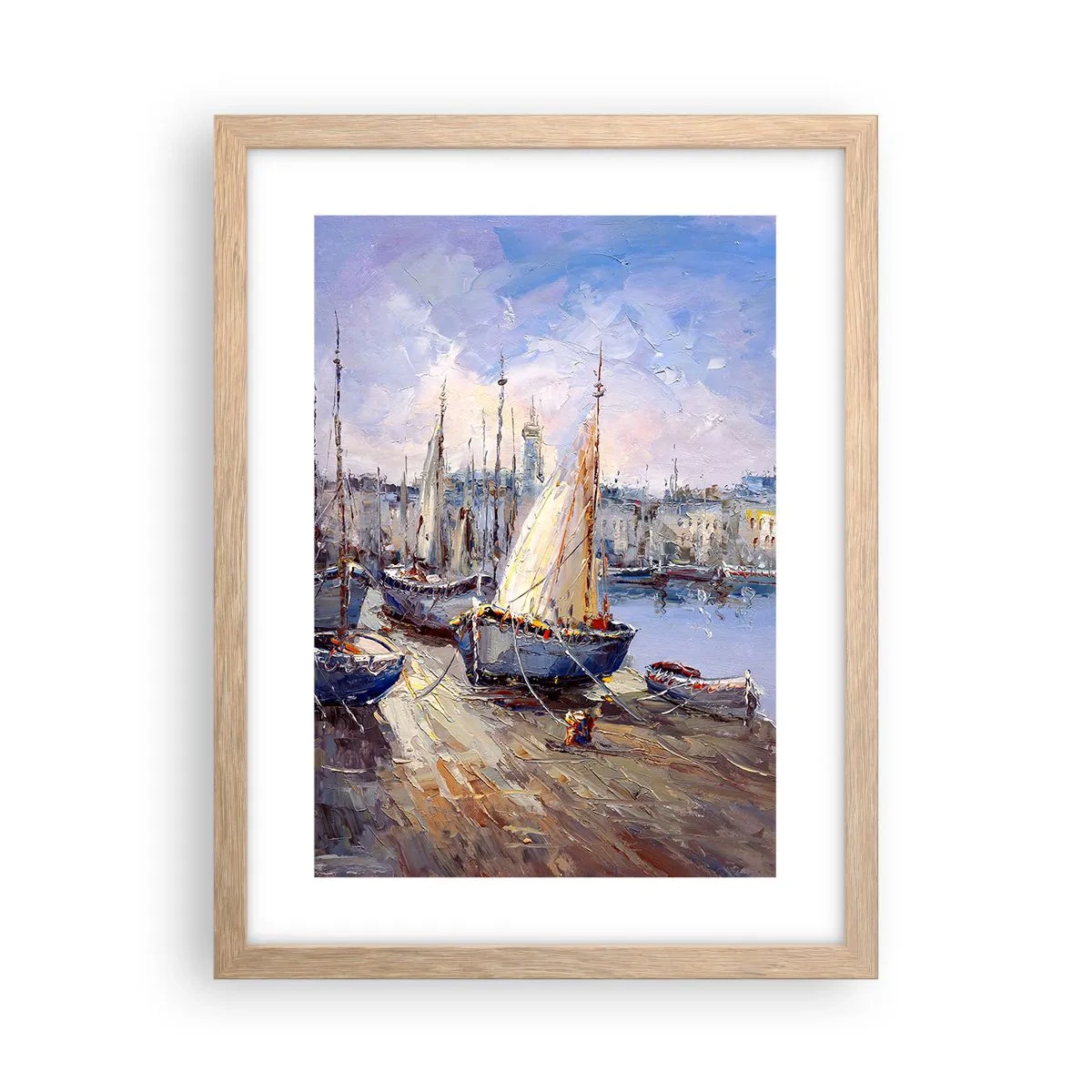 Affisch i ram av ljusek - Stad vid viken - 30x40 cm