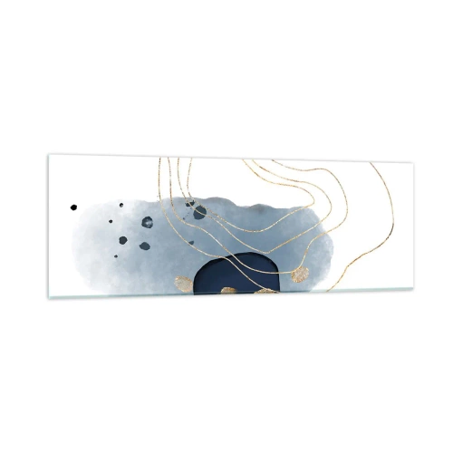 Glastavla - Bild på glas - Blå-guld fantasi - 90x30 cm