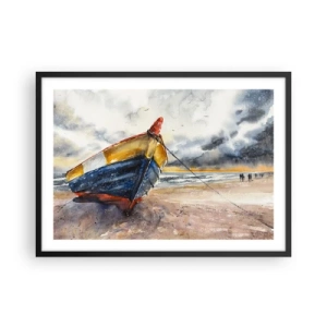 Affisch i svart ram - Vila på stranden - 70x50 cm