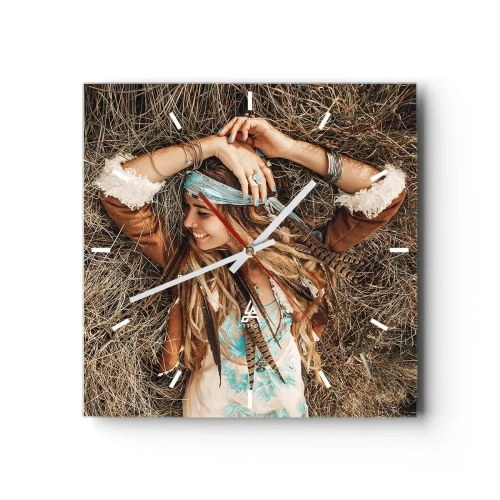 Väggklocka - Klocka på glas - På väg till kärlekens sommar - 30x30 cm