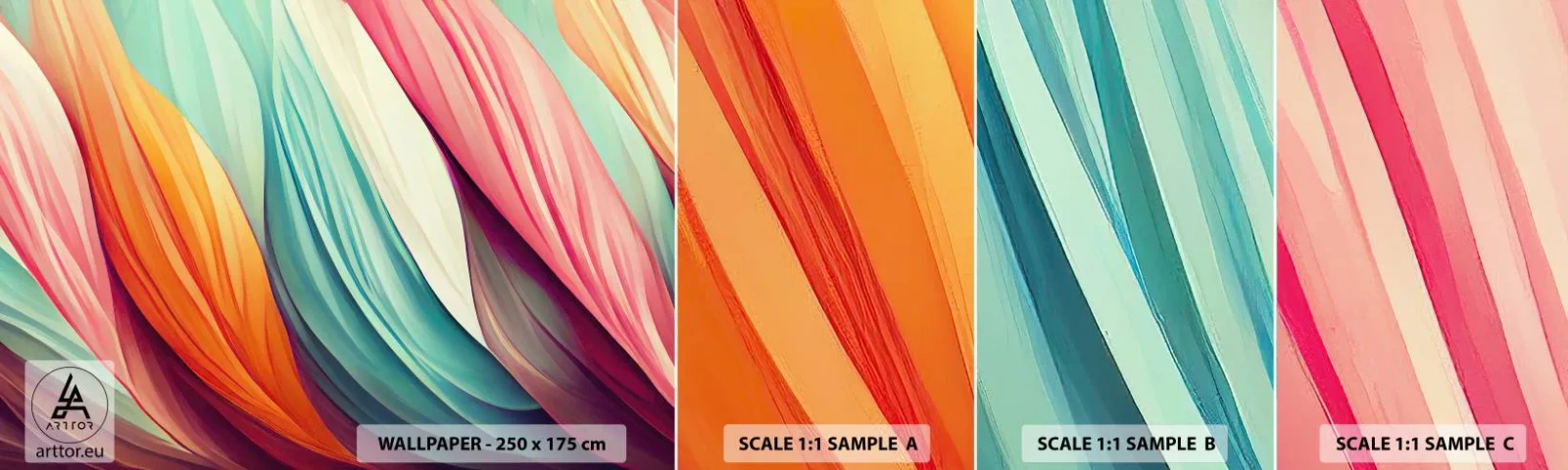 Fototapet Prov Standard Eco - Regnbågsväv - Pastell, Rader, Abstraktion - 100x30 cm