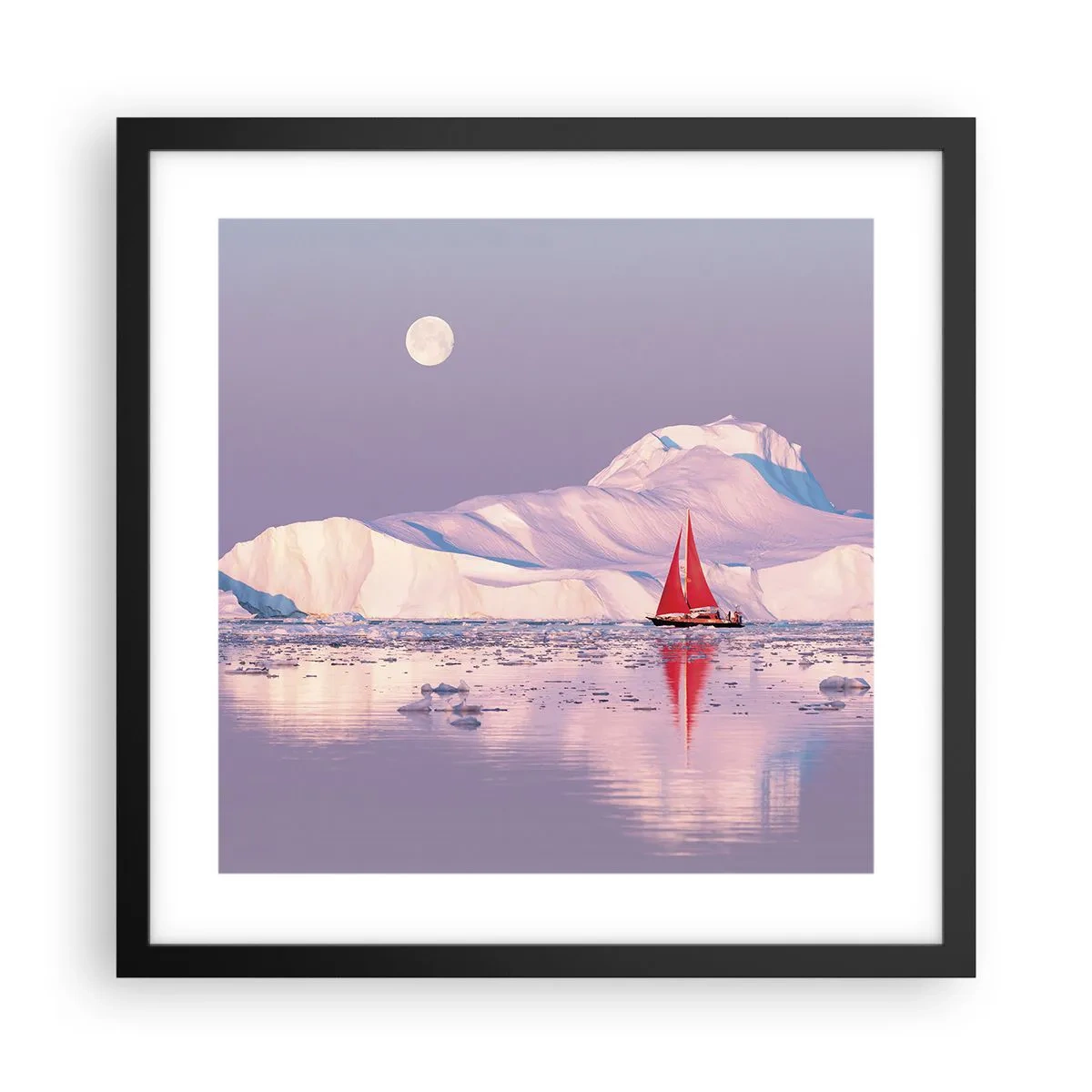 Affisch i svart ram - Seglens glöd, isens kyla - 40x40 cm