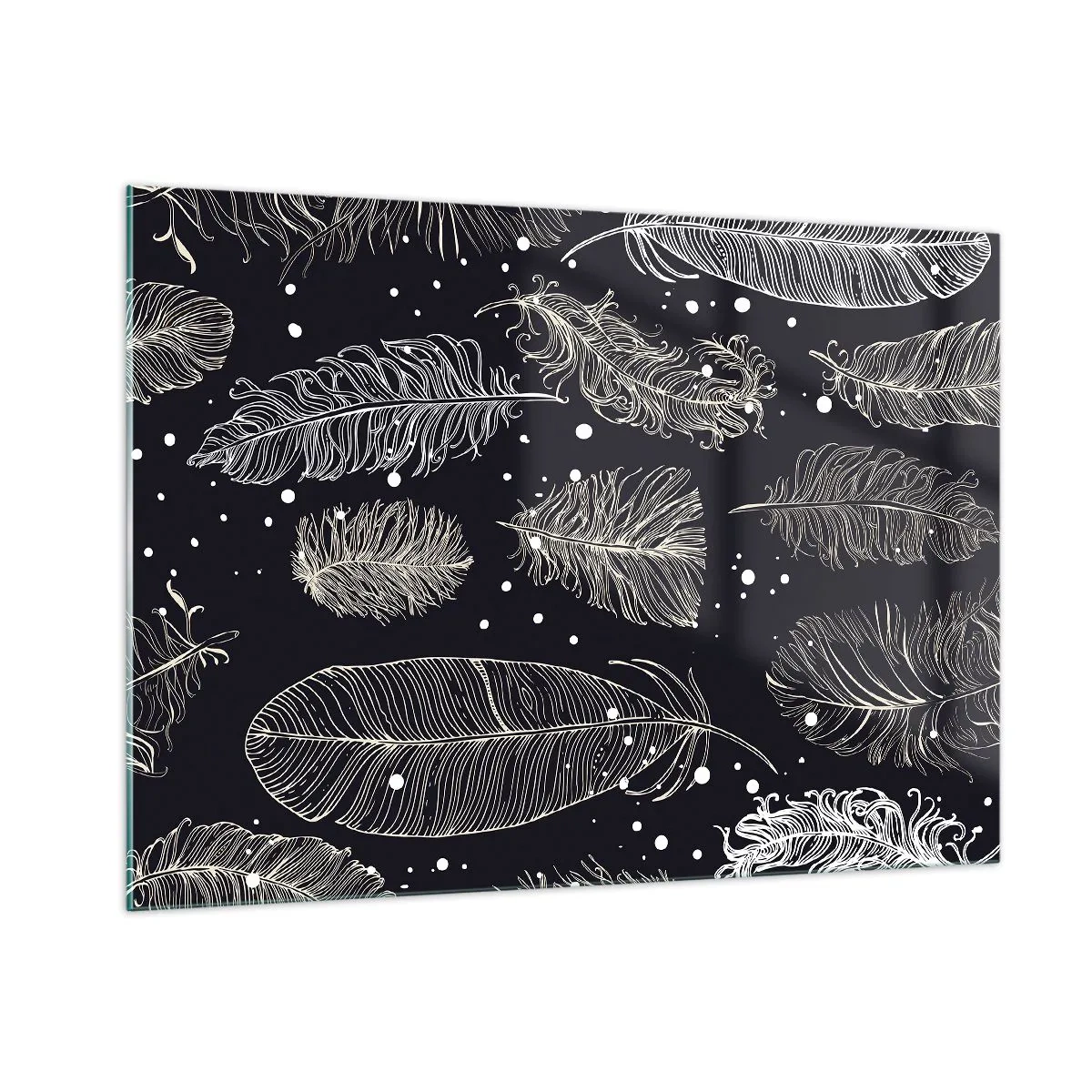 Glastavla - Bild på glas - Fjäderspets - 100x70 cm