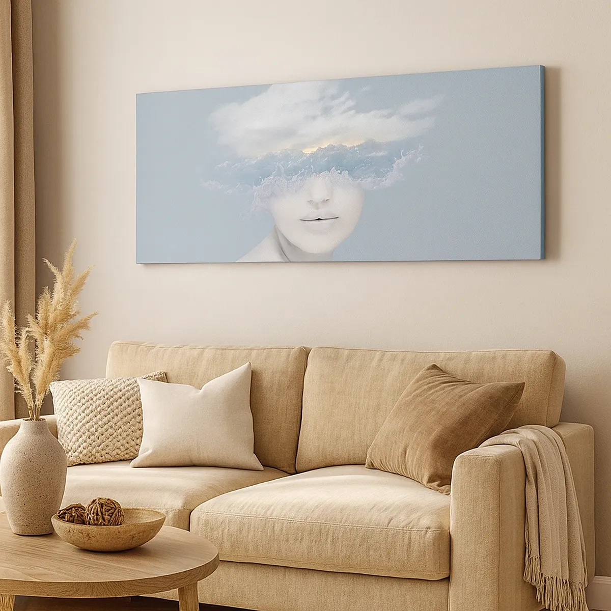 Canvastavla - Bild på duk - Med huvudet i molnen - 30x30 cm