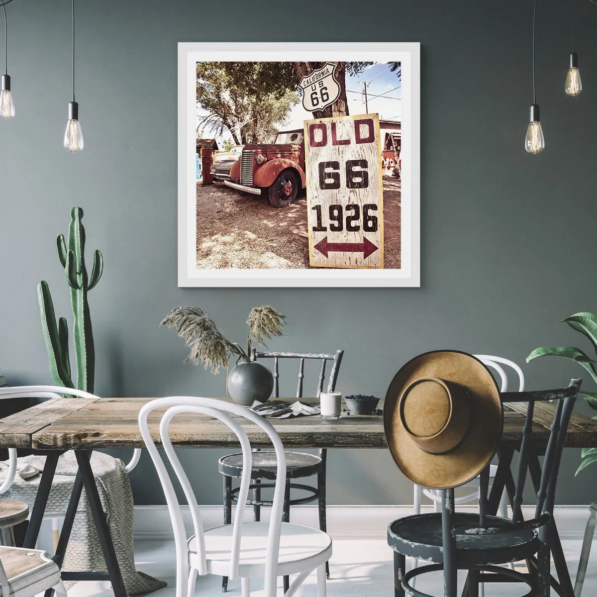 Affisch i vit ram - Amerikanska provinsens legend - 40x40 cm