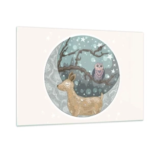 Glastavla - Bild på glas - Sagolik skogsnatt - 120x80 cm