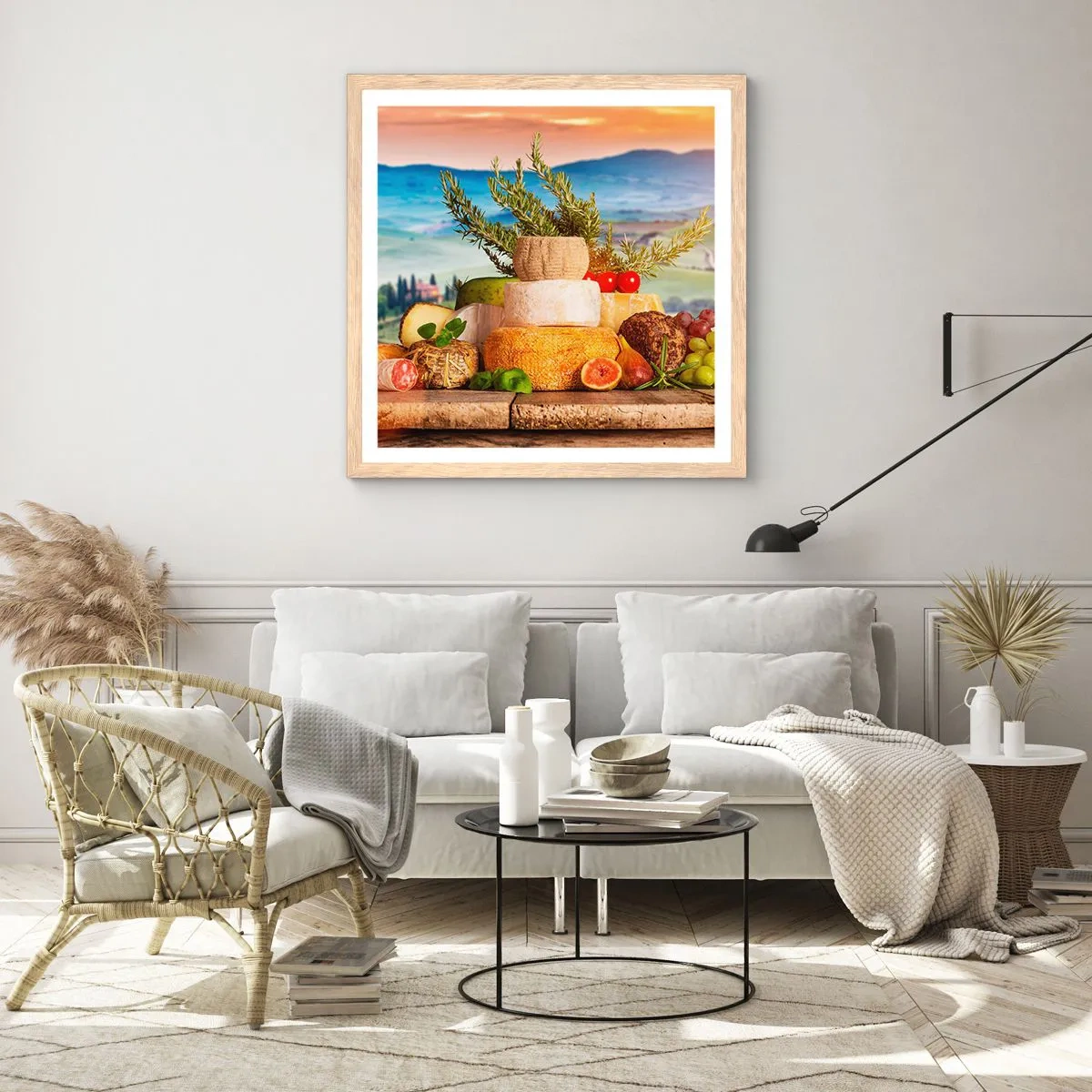 Affisch i ram av ljusek - Italiensk livsglädje - 60x60 cm