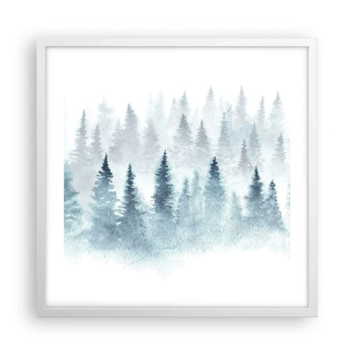 Affisch i vit ram - Insvepta i dimma - 50x50 cm