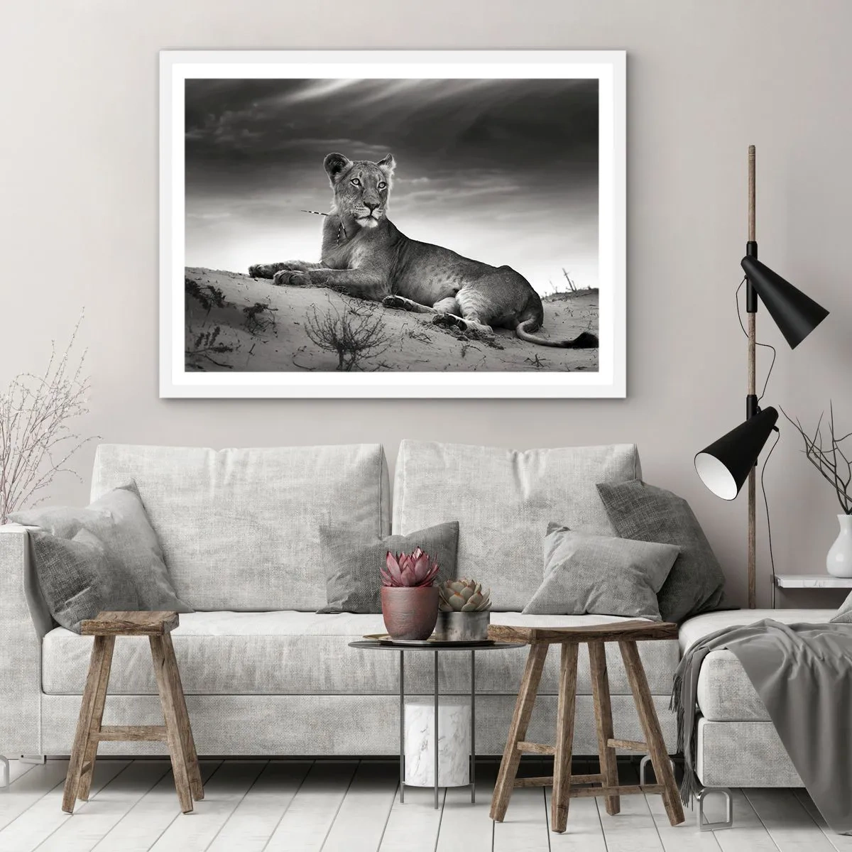 Affisch i vit ram - Öknens drottnings vila - 100x70 cm