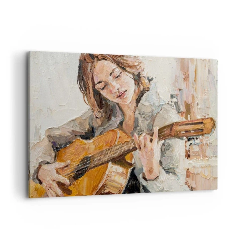 Canvastavla - Bild på duk - Konsert för gitarr och en flickas hjärta - 100x70 cm