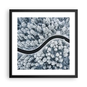 Affisch i svart ram - Genom vinterskogen - 40x40 cm