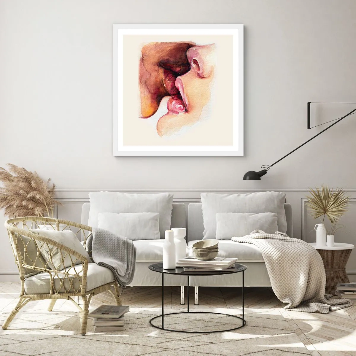 Affisch i vit ram - Som dag och natt, jord och himmel - 50x50 cm