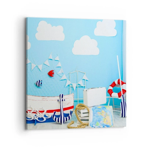 Canvastavla - Bild på duk - Barnlängtan till naturen - 70x70 cm