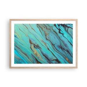 Affisch i ram av ljusek - Turkost tidvatten - 70x50 cm