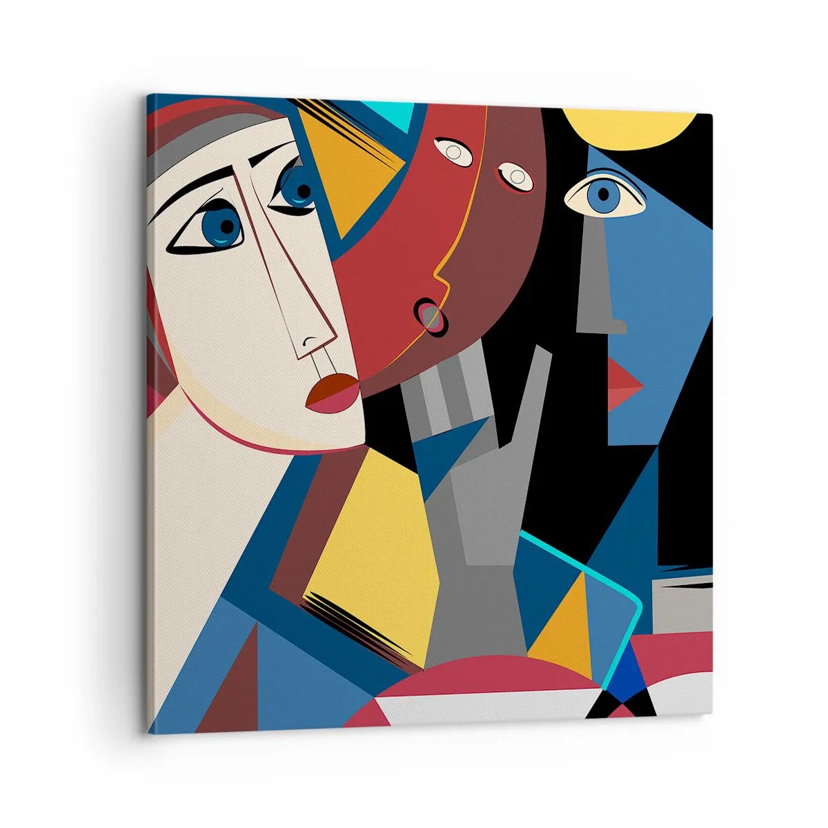 Canvastavla - Bild på duk - Kubistiskt samtal - 60x60 cm