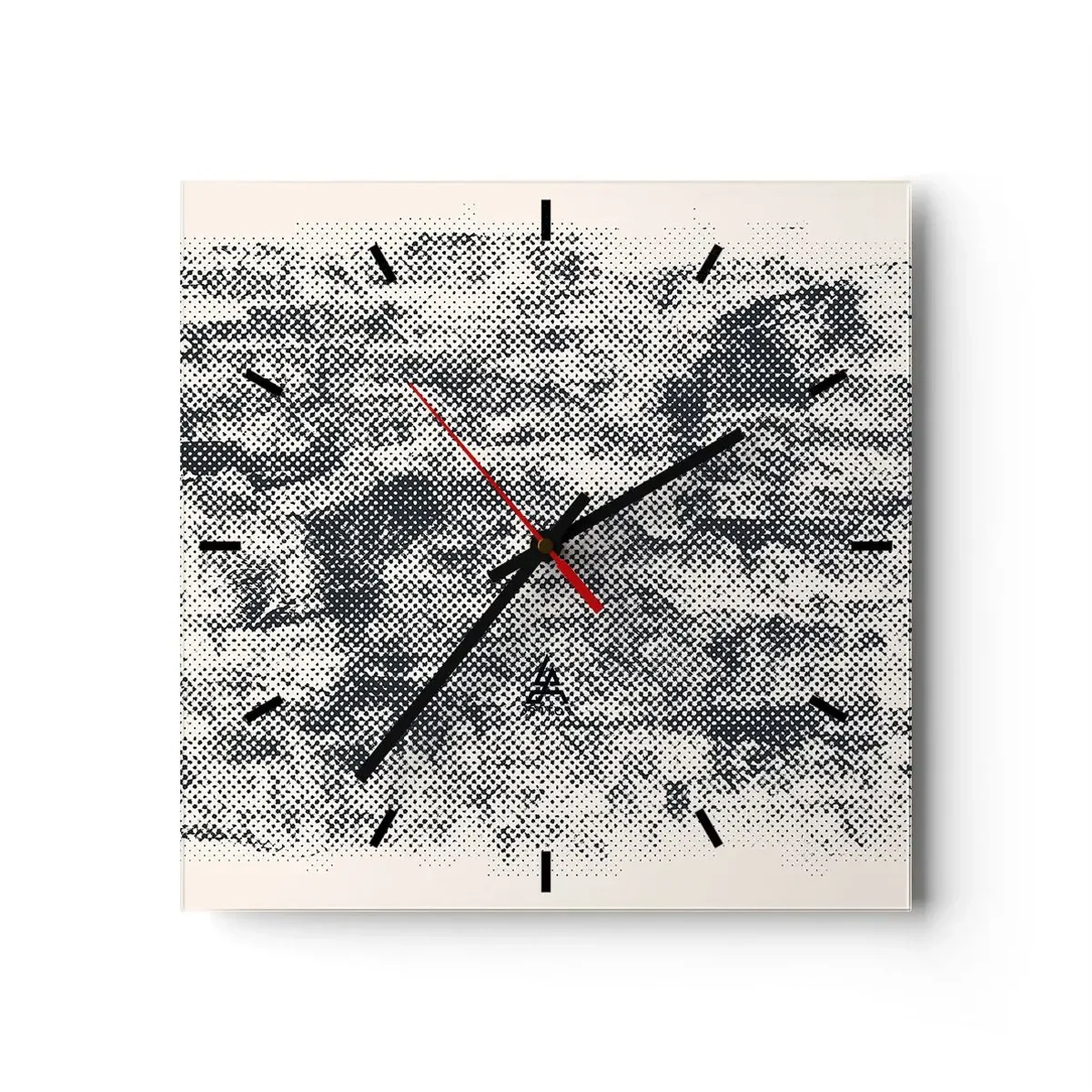 Väggklocka - Klocka på glas - Dimmig komposition - 30x30 cm