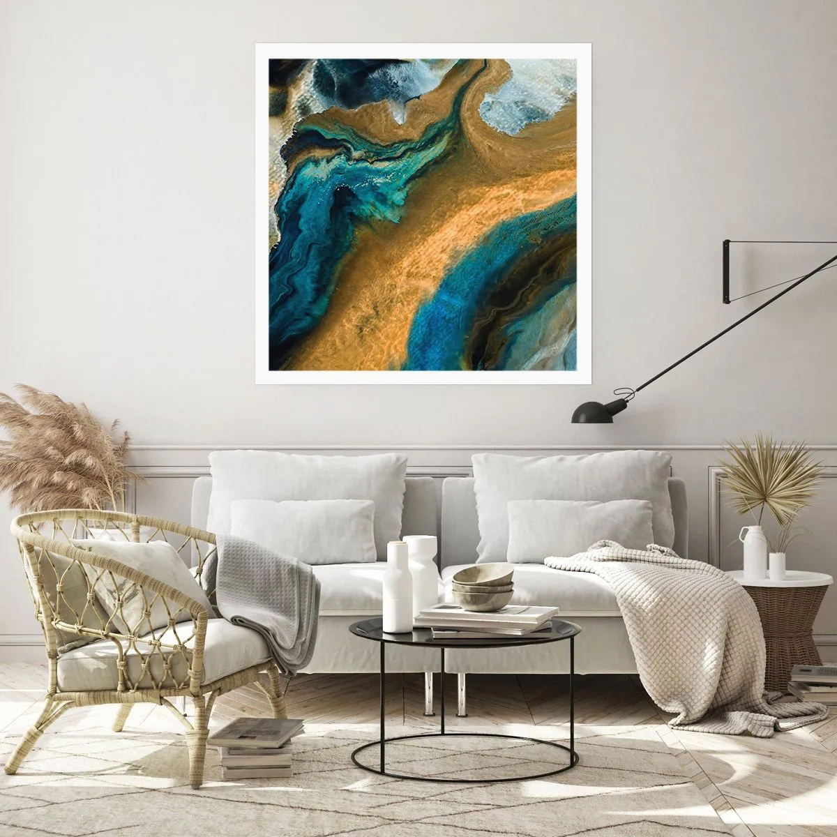 Affisch - Blå – gul – ömsesidiga influenser - 50x50 cm
