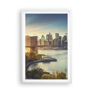 Affisch i vit ram - Storstadsgryning - 61x91 cm