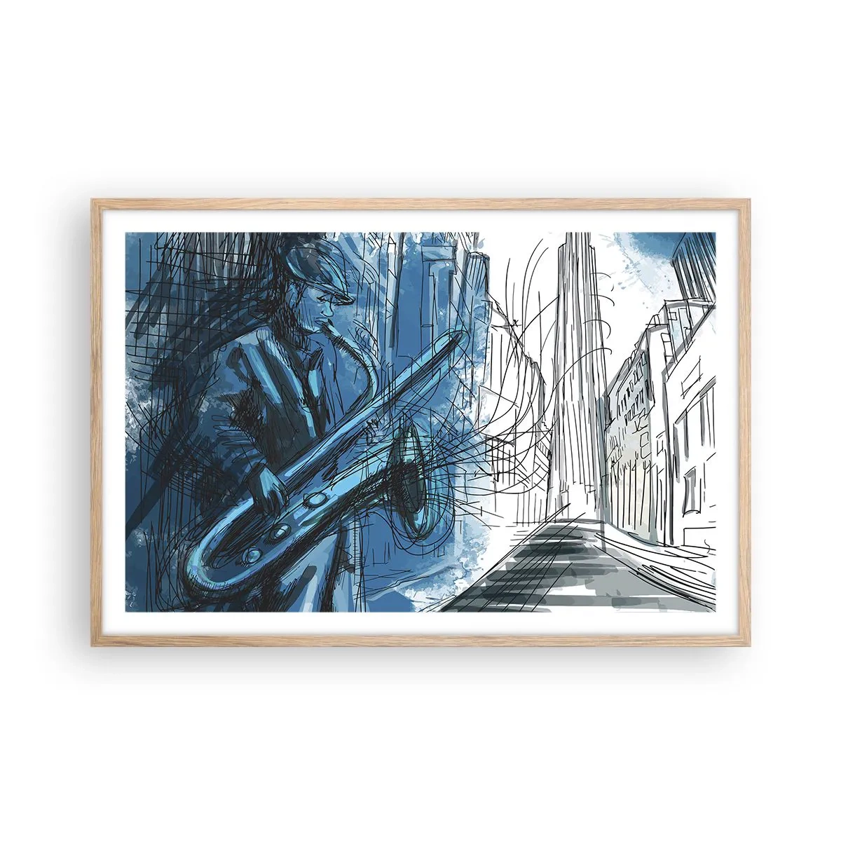 Affisch i ram av ljusek - Stadsrapsodi - 91x61 cm