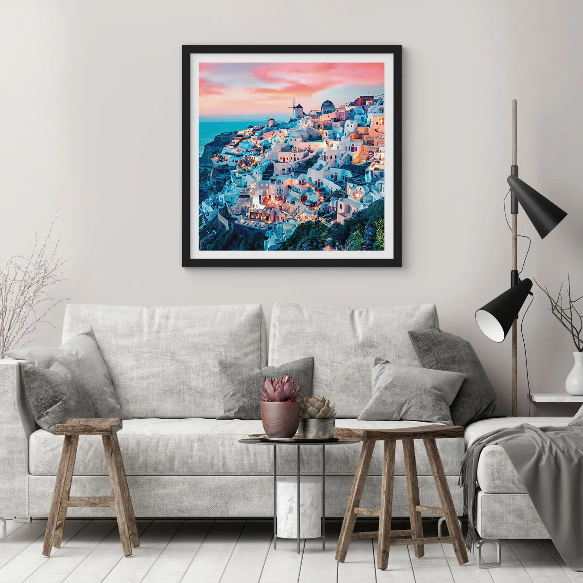 Affisch i svart ram - Din stora grekiska semester - 60x60 cm