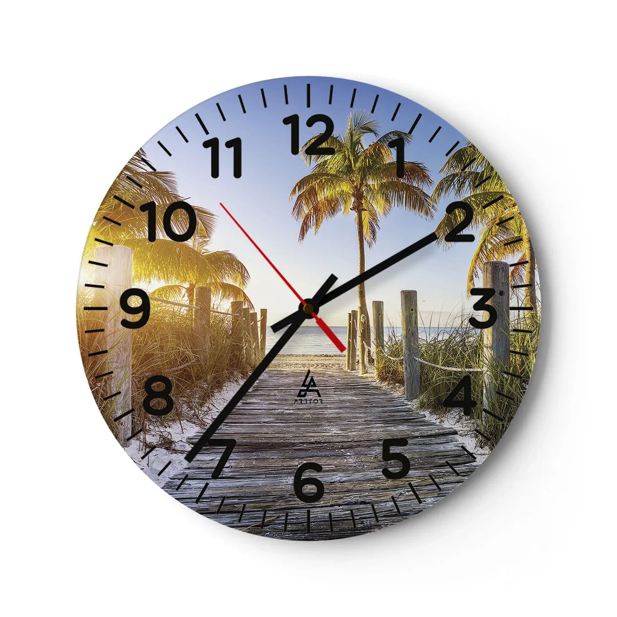 Väggklocka - Klocka på glas - Raka vägen till paradiset - 30x30 cm