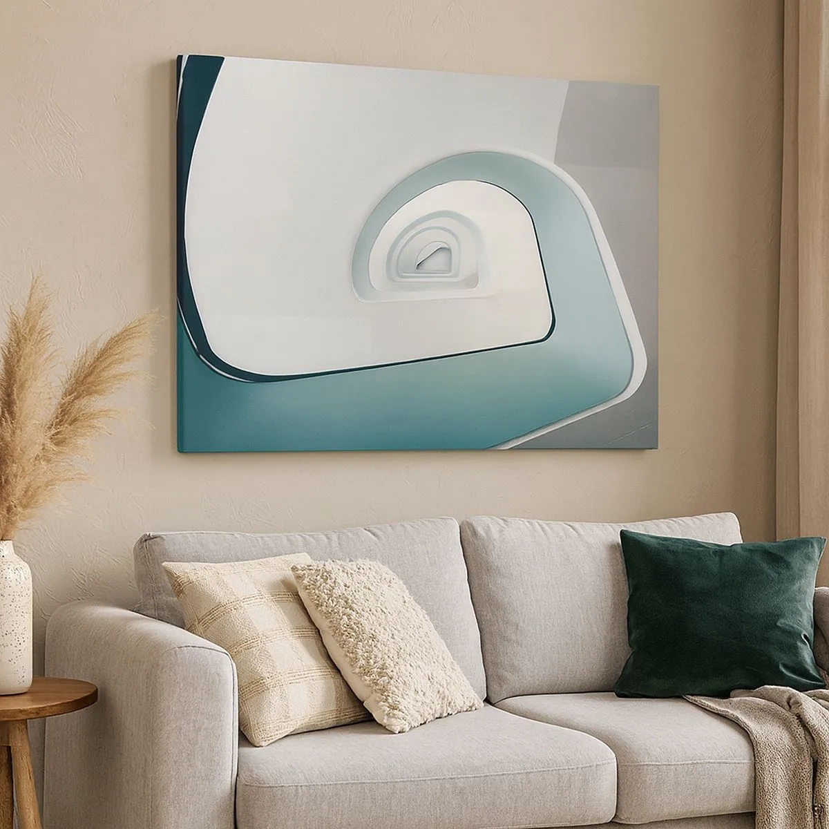 Canvastavla - Bild på duk - Minimalistisk arkitektur med rundade linjer - 70x50cm - Till det blåas botten - Modern väggdekoration för vardagsrum och sovrum ARTTOR