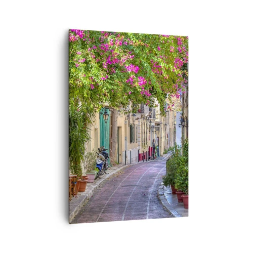Canvastavla - Bild på duk - Blommande gata - 70x100 cm