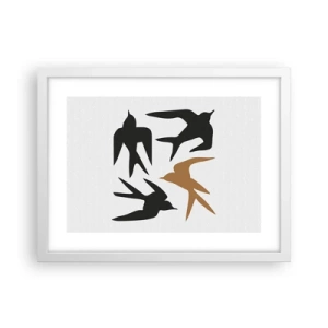 Affisch i vit ram - Svalornas lek - 40x30 cm