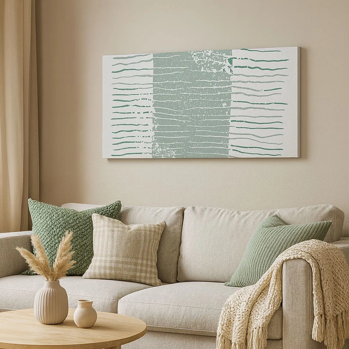 Canvastavla - Bild på duk - Marin abstraktion - 100x40 cm