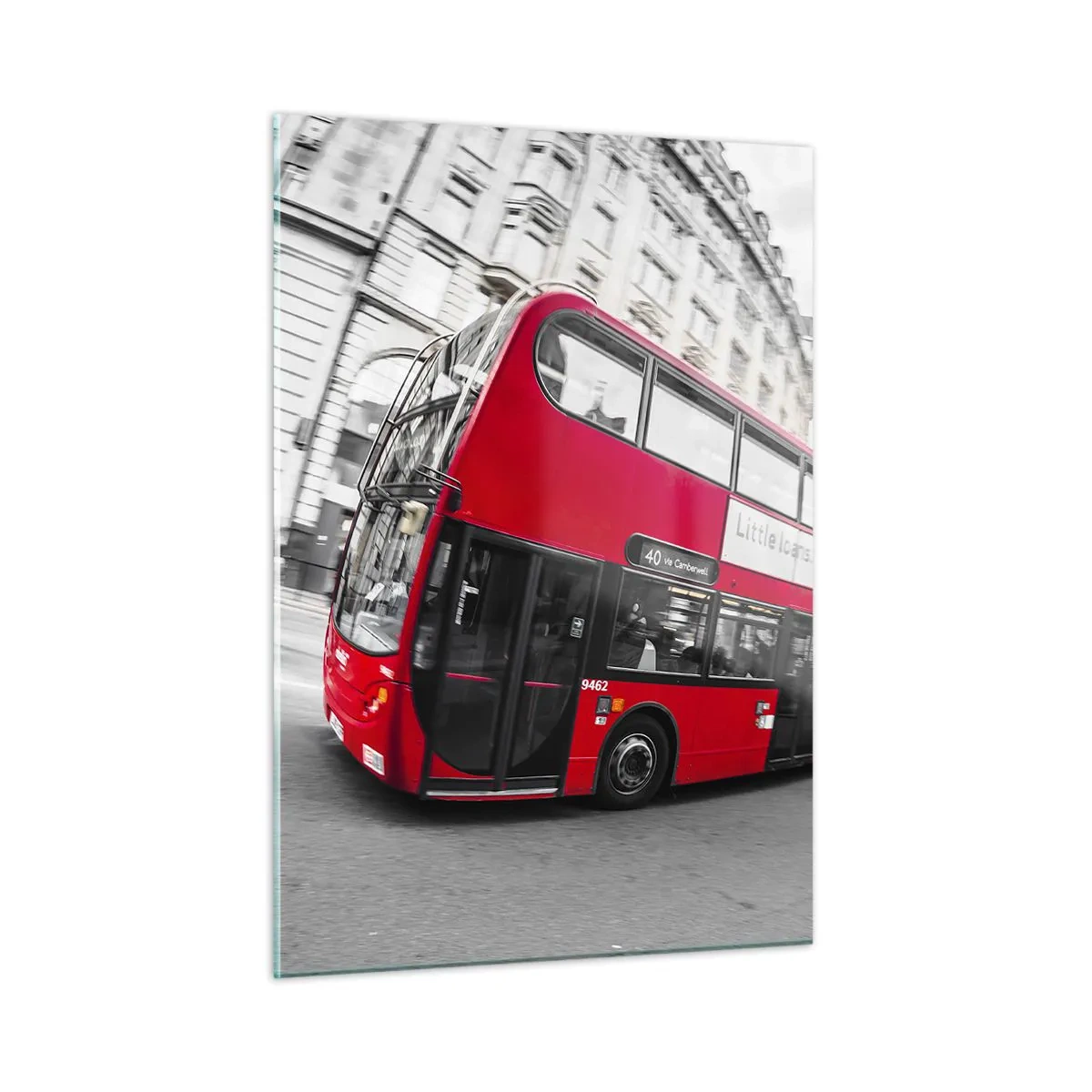 Glastavla - Bild på glas - Londo traditionellt - by bus - 50x70 cm