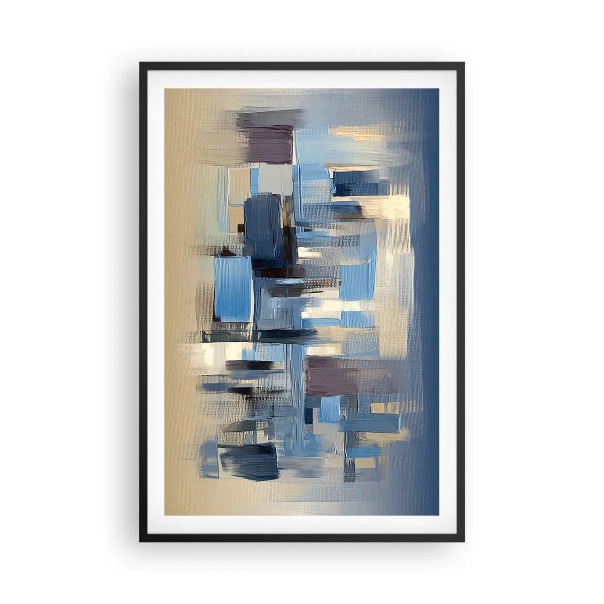 Affisch i svart ram - Blå konstruktion - 61x91 cm
