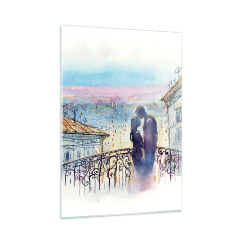 Glastavla - Bild på glas - Älskare i Paris - 50x70 cm