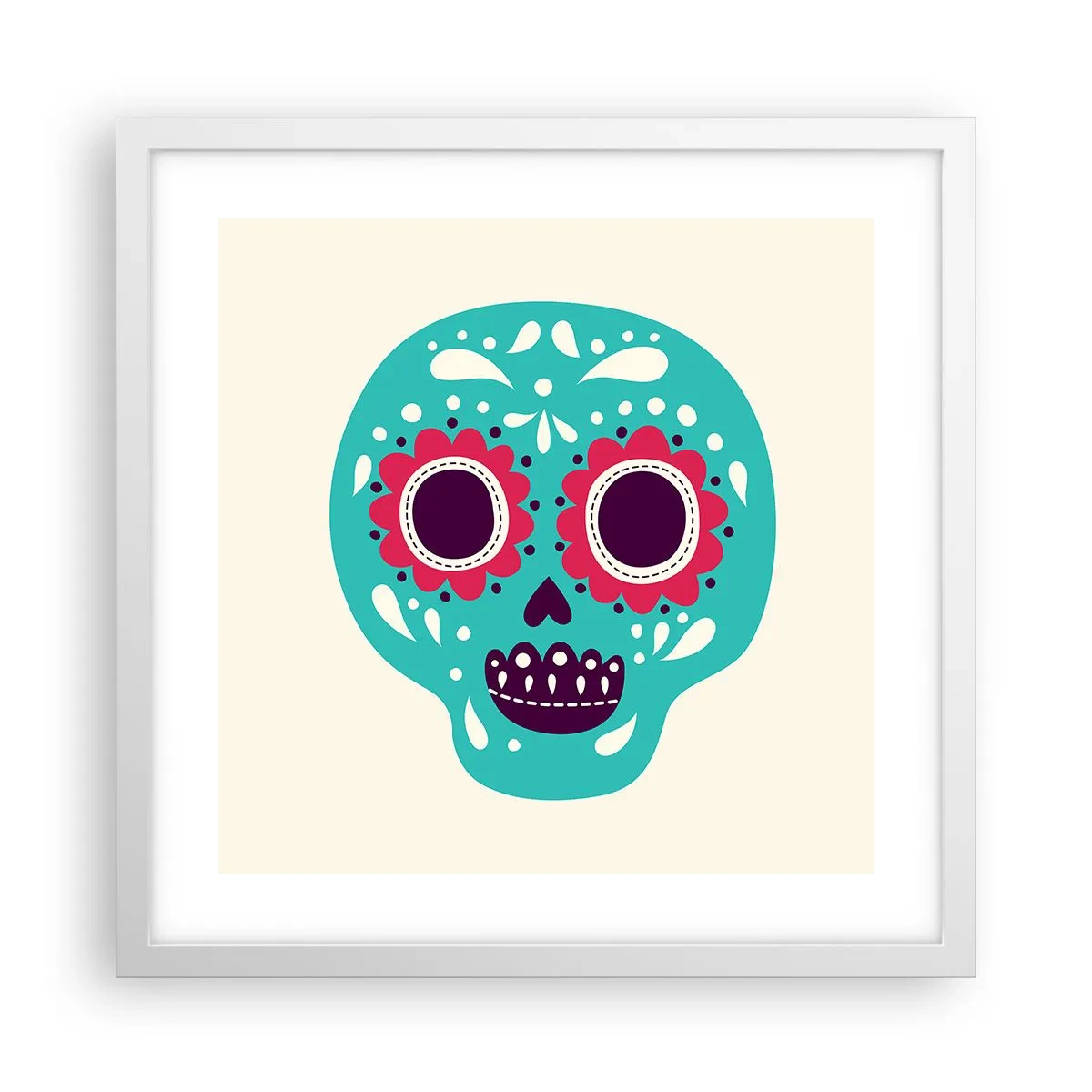 Affisch i vit ram - Livet - nöje till döden - 40x40 cm